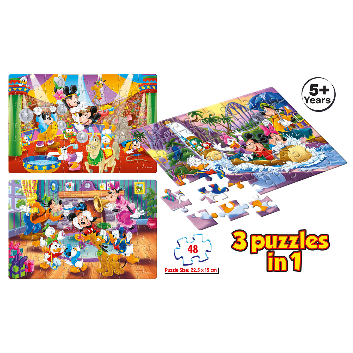 Disney Mickey and Friends 3 x 48 Pieces Puzzles