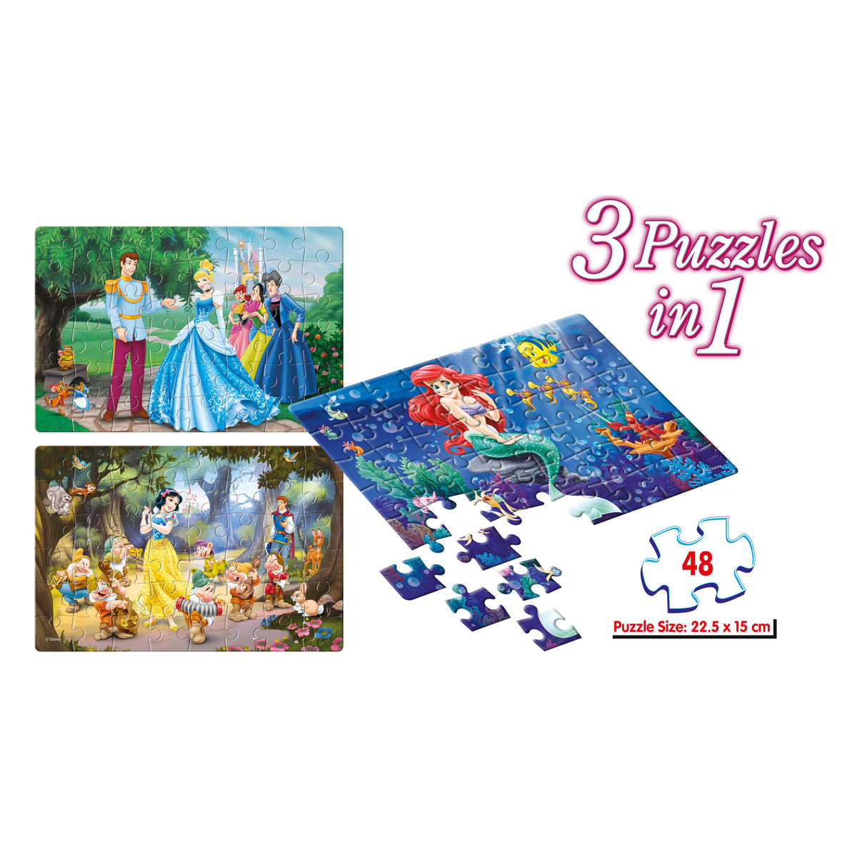 Disney Princess 3 x 48 Pieces Puzzles