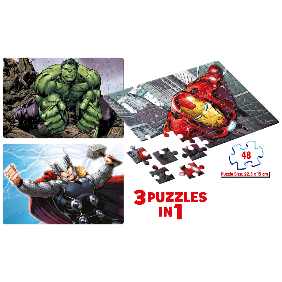 Marvel Avengers 3 x 48 Pieces Puzzles