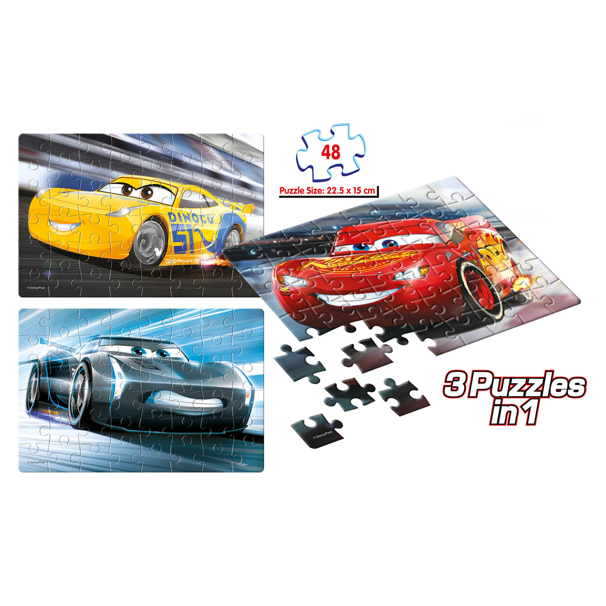 Disney/Pixar Cars 3 x 48 Pieces Puzzles
