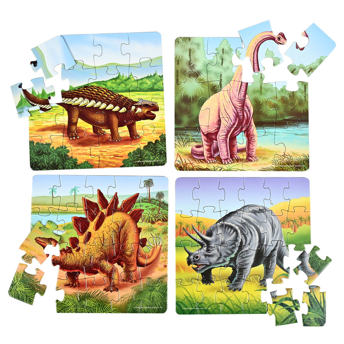 Dinosaurs 4 Puzzles in 1 (12, 16, 20, 24 Pieces)