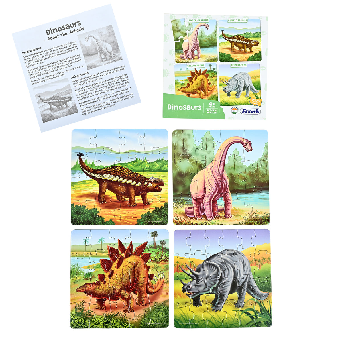 Dinosaurs 4 Puzzles in 1 (12, 16, 20, 24 Pieces)