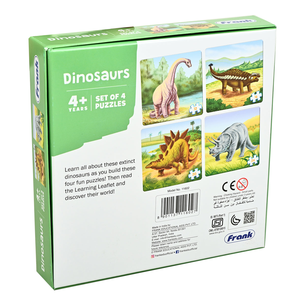Dinosaurs 4 Puzzles in 1 (12, 16, 20, 24 Pieces)