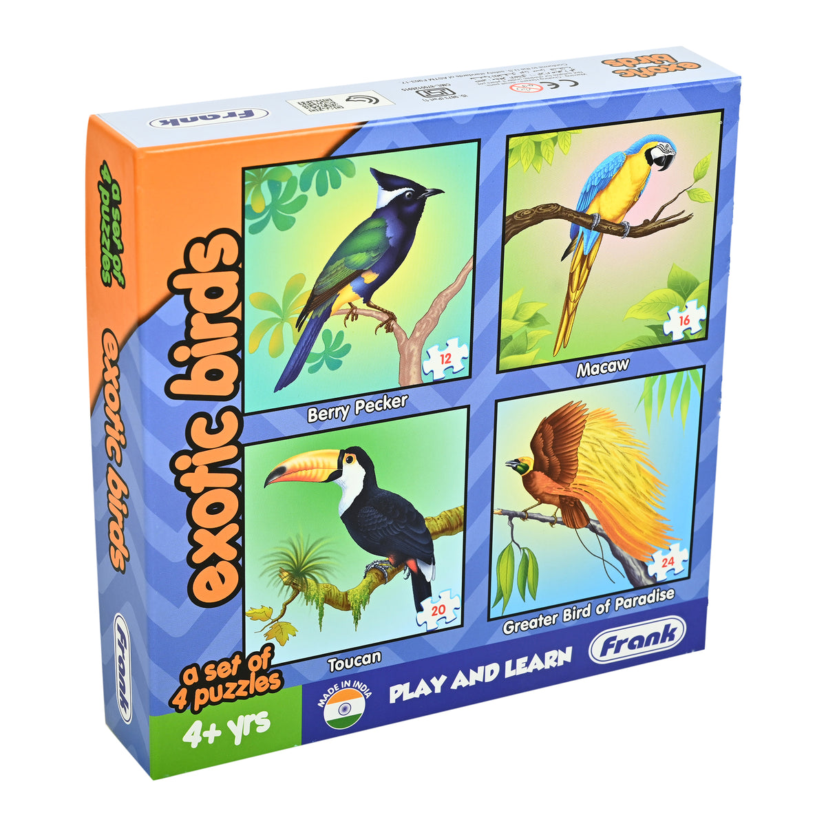 Exotic Birds 4 Puzzles in 1 (12, 16, 20, 24 Pieces)