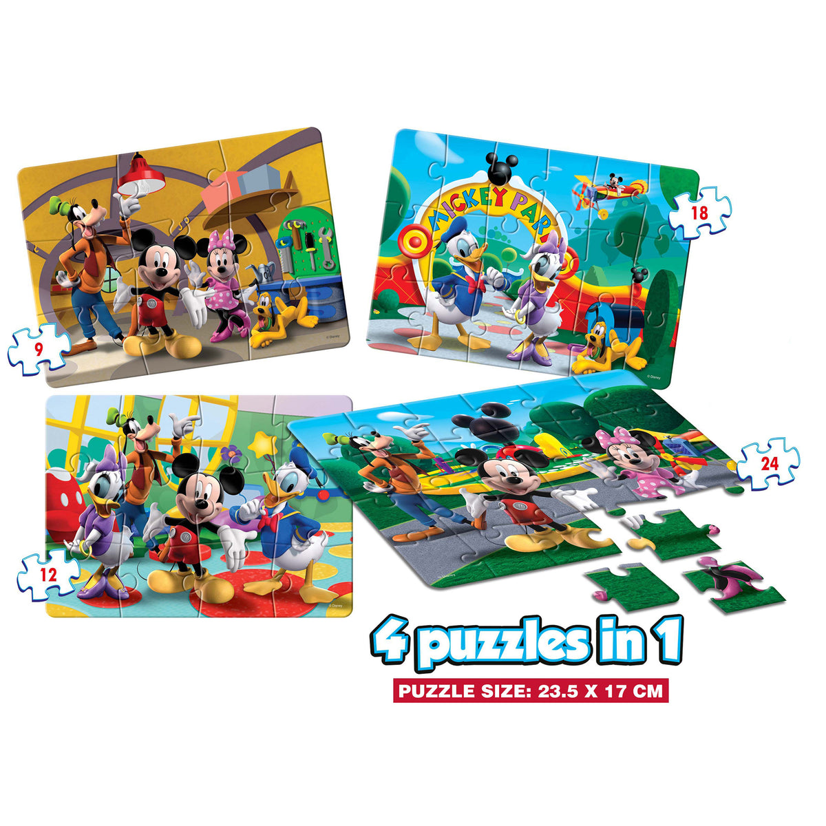 Disney Mickey Mouse Clubhouse 4 Puzzles in 1 (9, 12, 18, 24 Pieces)
