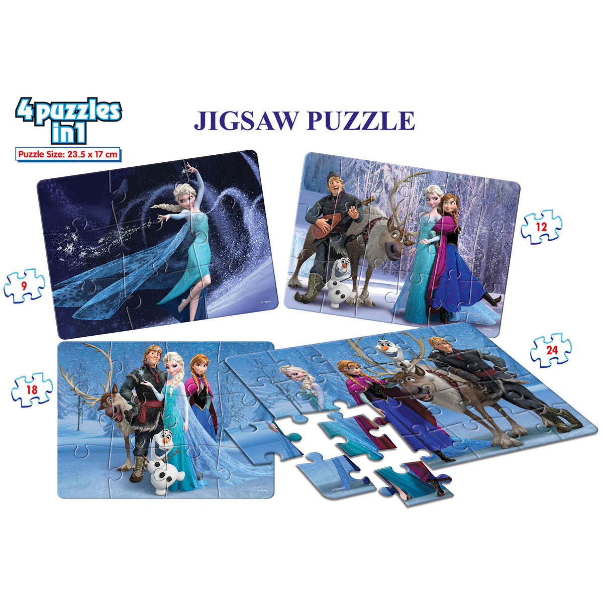 Disney Frozen 4 Puzzles in 1 (9, 12, 18, 24 Pieces)