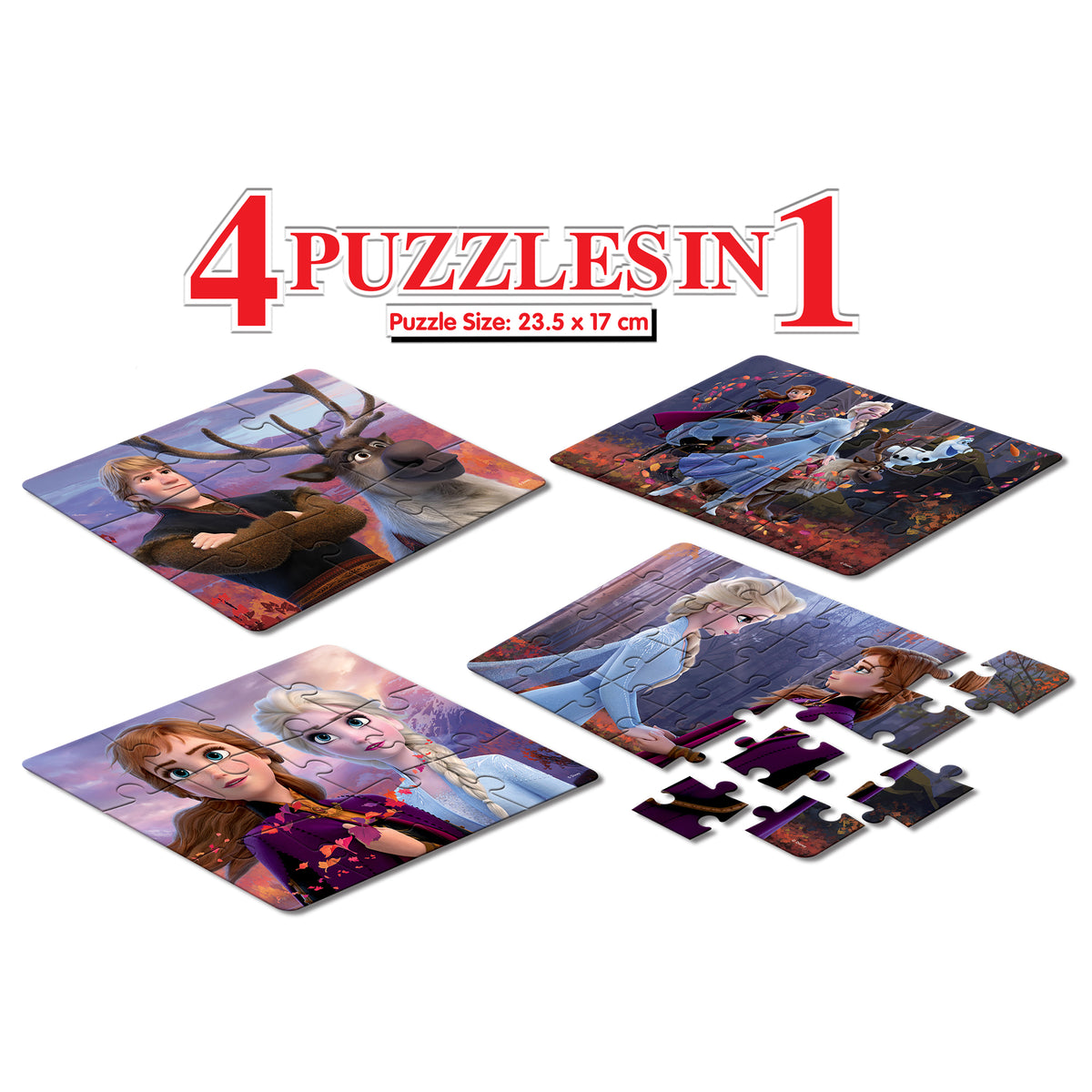 Frozen 2 4 Puzzles in 1 (9, 12, 18, 24 Pieces)