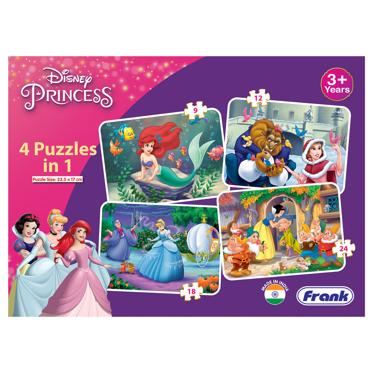 Disney Princess 4 Puzzles in 1 (9, 12, 18, 24 Pieces)
