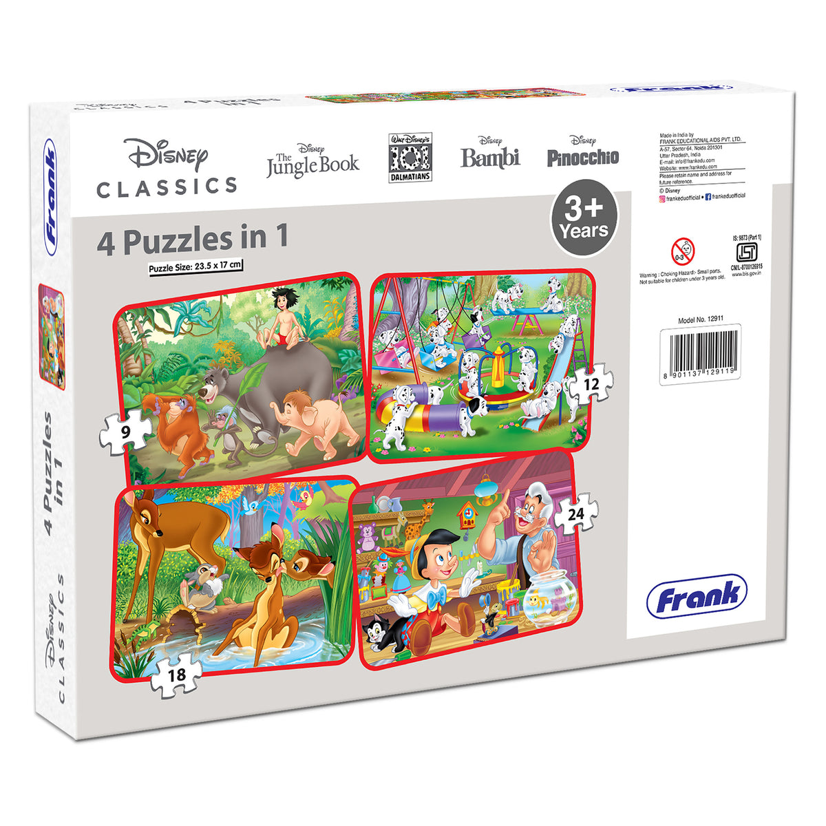 Disney Classics 4 Puzzles in 1 (9, 12, 18, 24 Pieces)