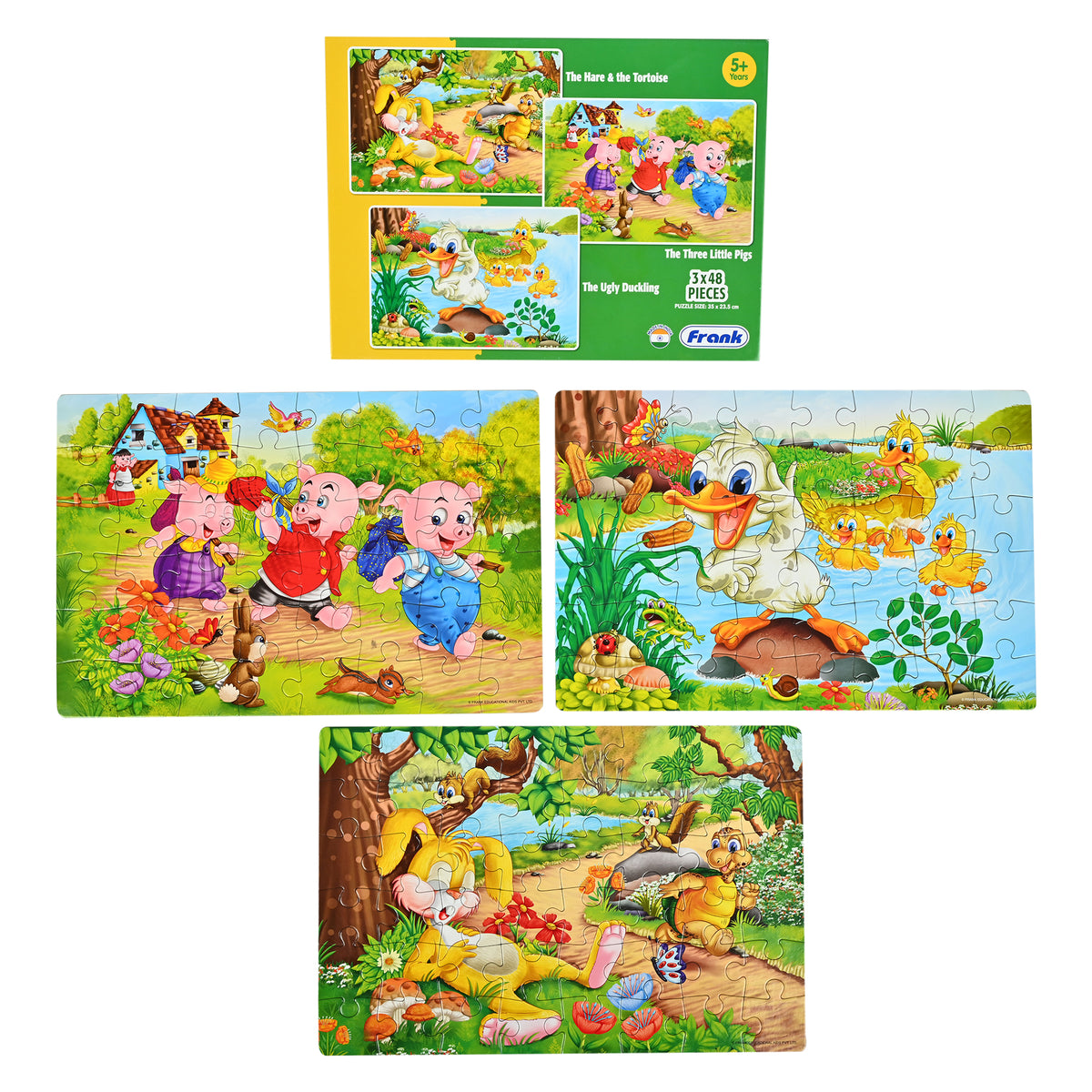 The Hare & The Tortoise/ The Three Little Pigs/ The Ugly Duckling 3 x 48 Pieces Puzzles
