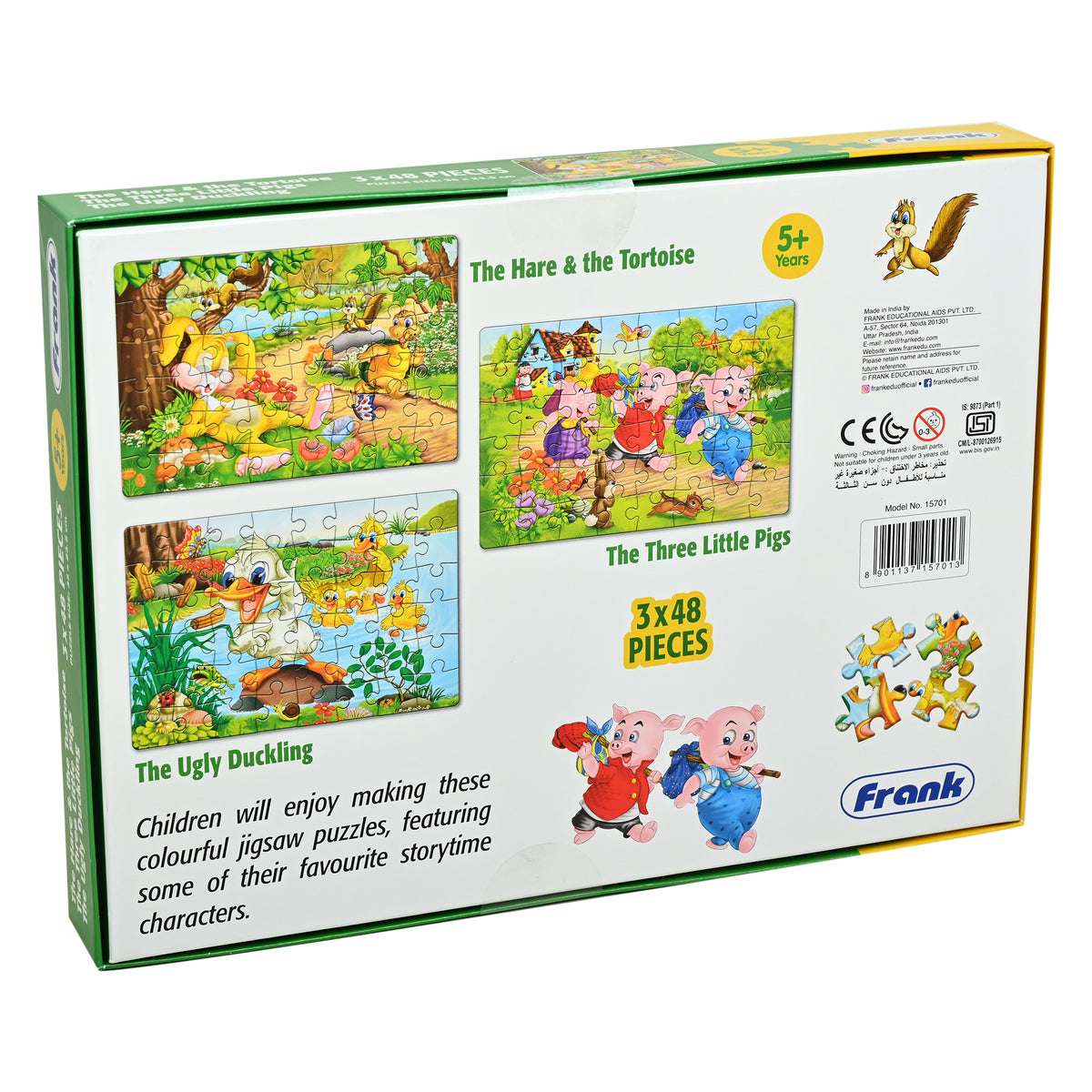 The Hare & The Tortoise/ The Three Little Pigs/ The Ugly Duckling 3 x 48 Pieces Puzzles