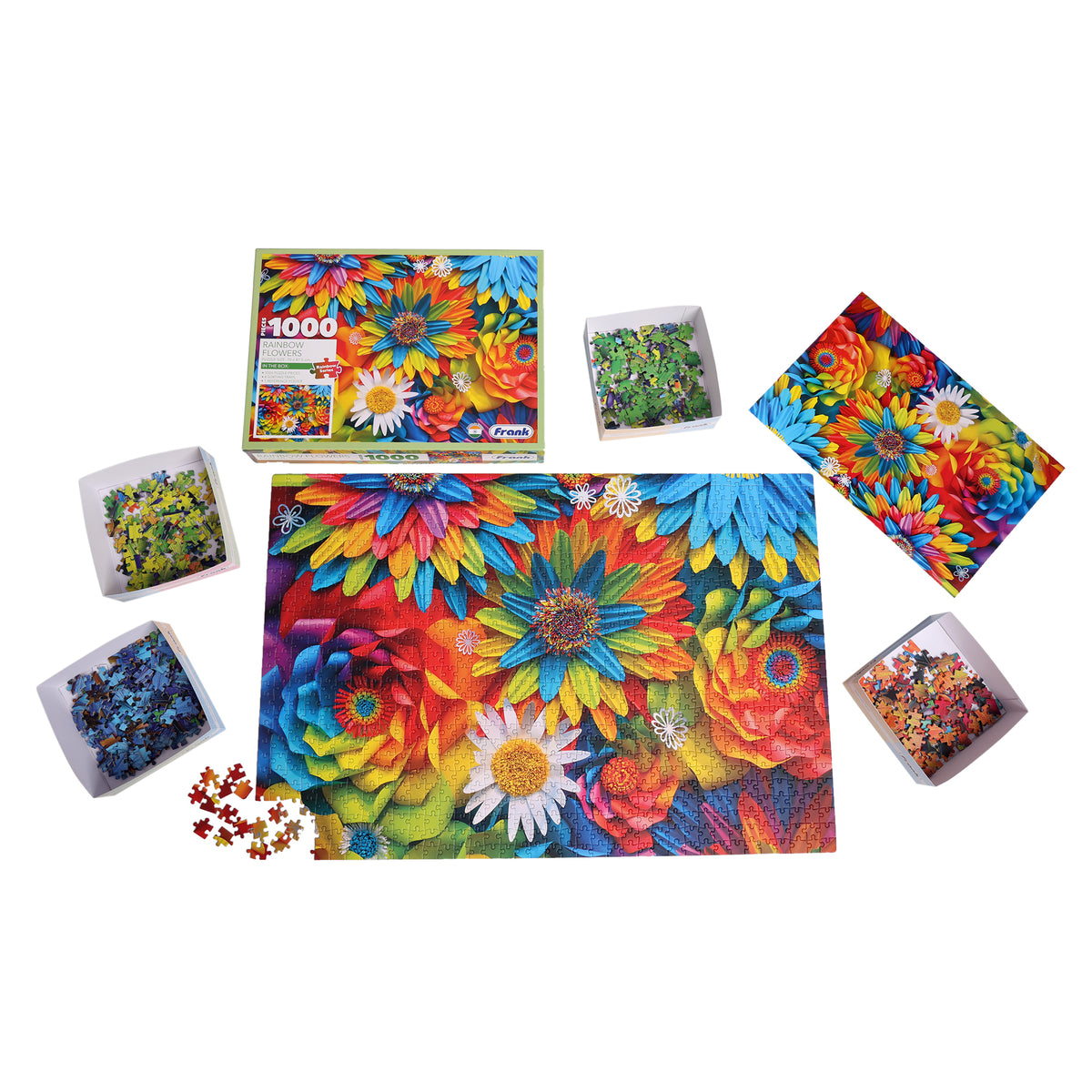 Rainbow Flowers 1000 Pieces Puzzle