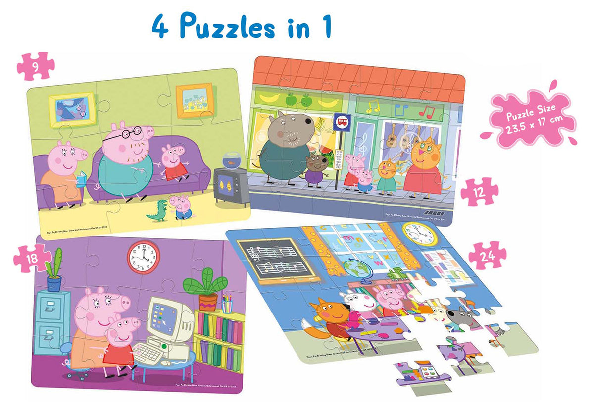 Peppa Pig 4 Puzzles in 1 (9, 12, 18, 24 Pieces)