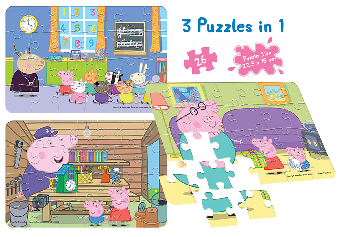 Peppa Pig 3 x 26 Pieces Puzzles