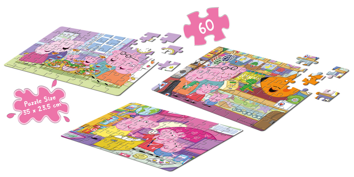 Peppa Pig Puzzle Pack (3 x 60 Pieces)