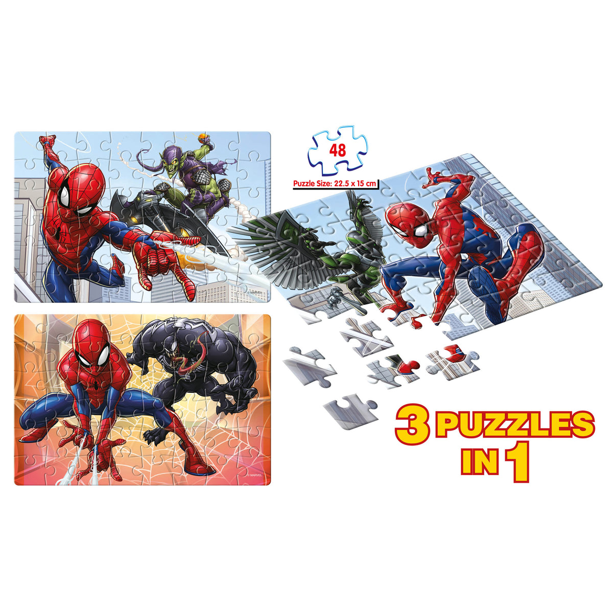Marvel Spider-Man 3 x 48 Pieces Puzzles