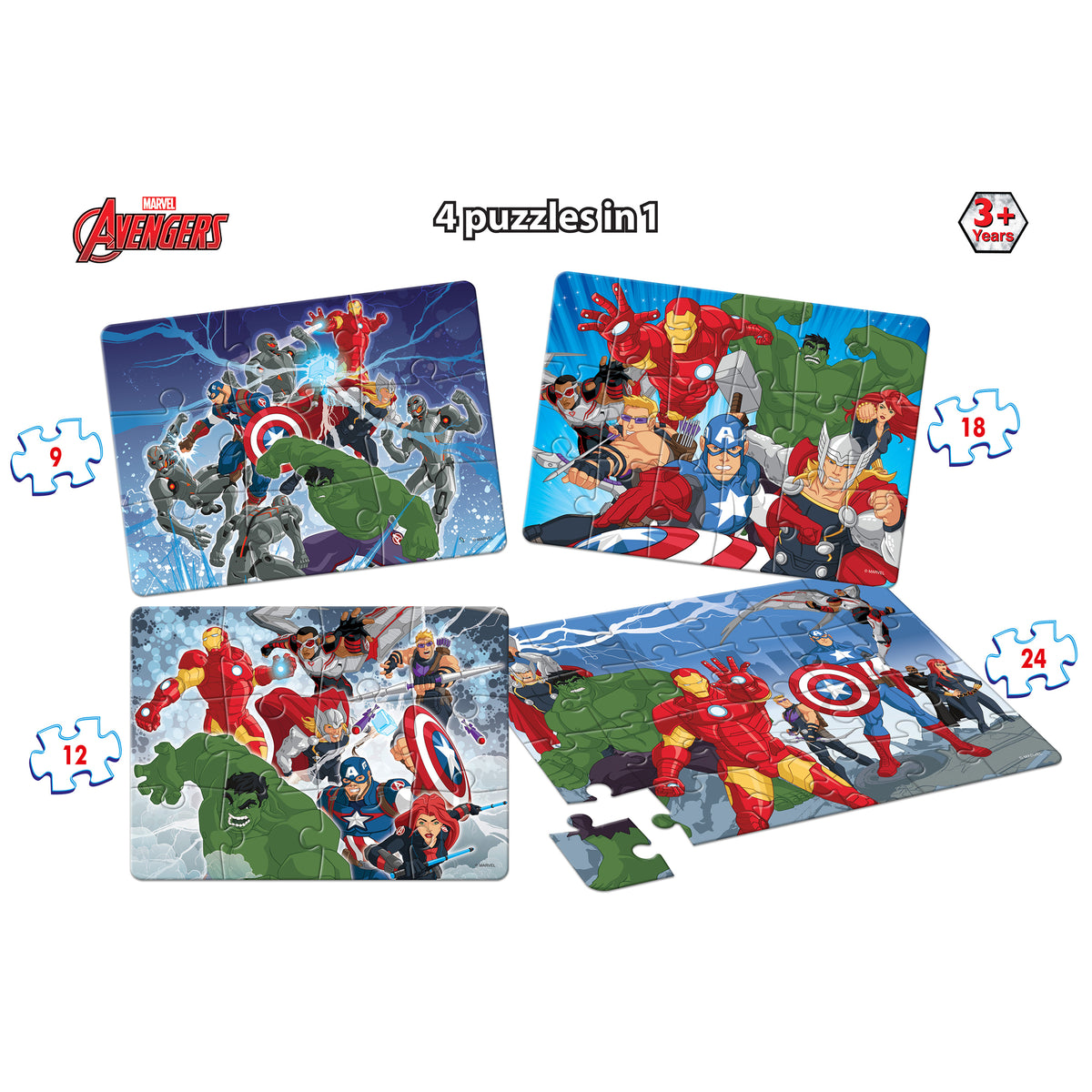 Marvel Avengers 4 Puzzles in 1 (9, 12, 18, 24 Pieces)